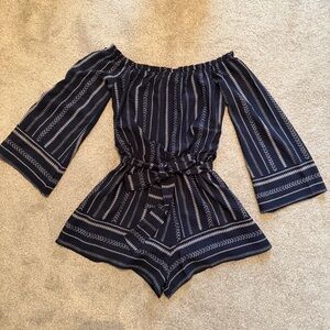 Navy Off-Shoulder Romper